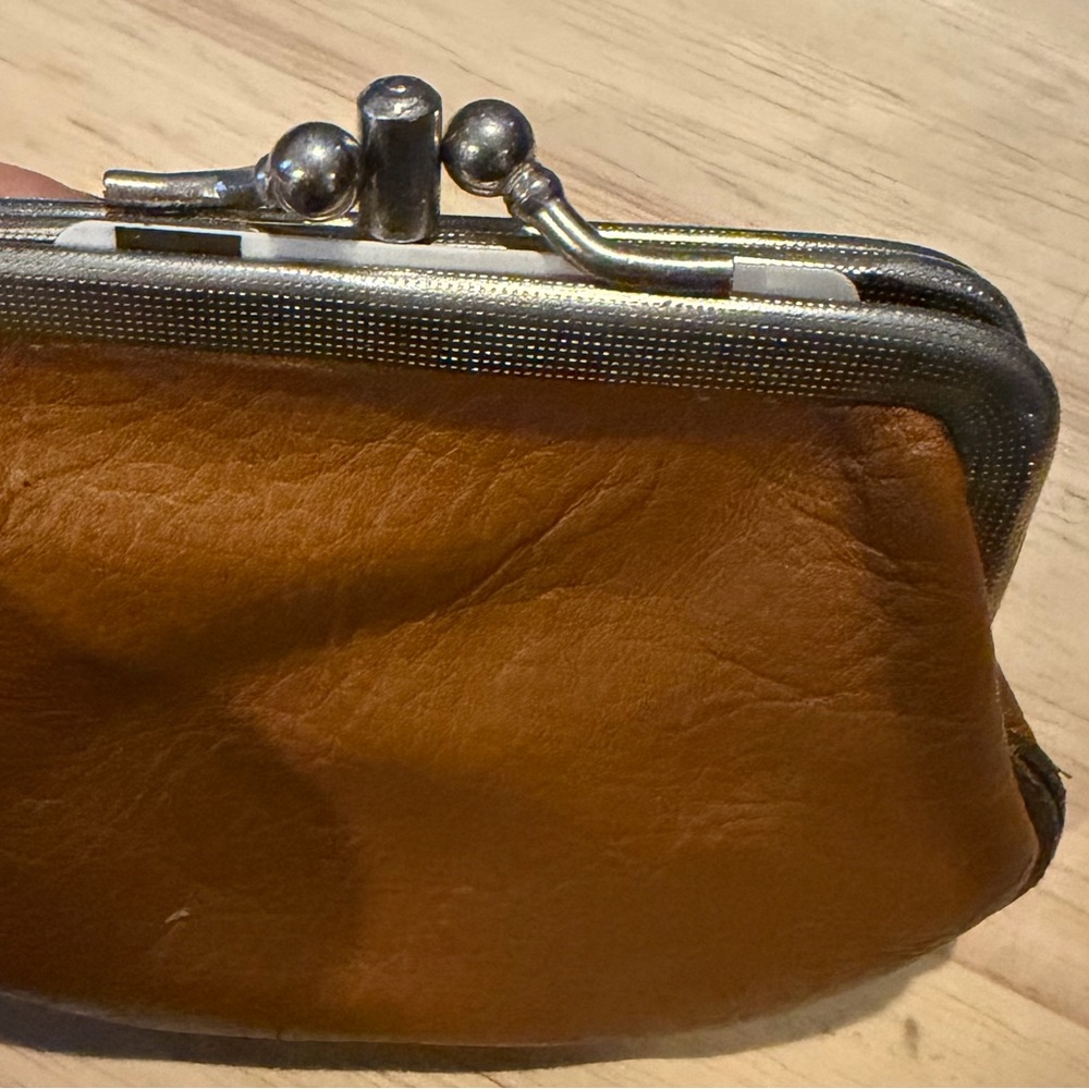 Genuine Calf Vintage Brown Leather Coin Purse with double kiss clasp - Picture 4 of 4